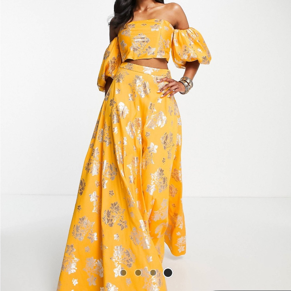 ASOS Floral Jacquard Lehenga (Apricot) - top and skirt